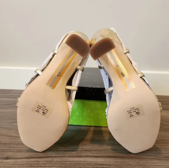 New in original box Sam Edelman Lilly gold leather 4.5 inch heel, size 10 - Picture 6 of 10